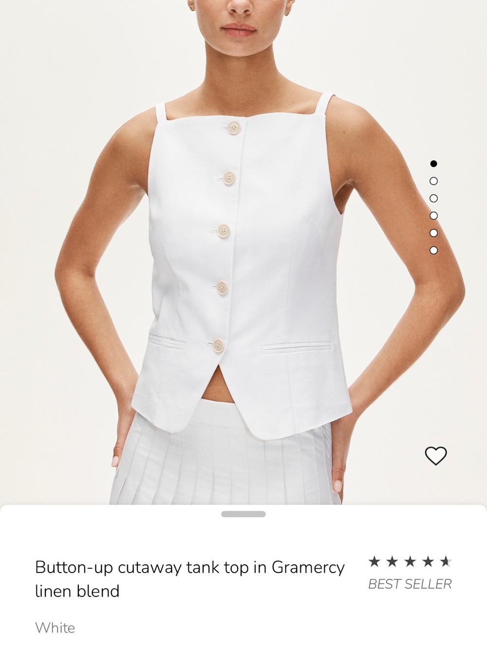 Jcrew Button-up cutaway tank top in Gramercy linen blend